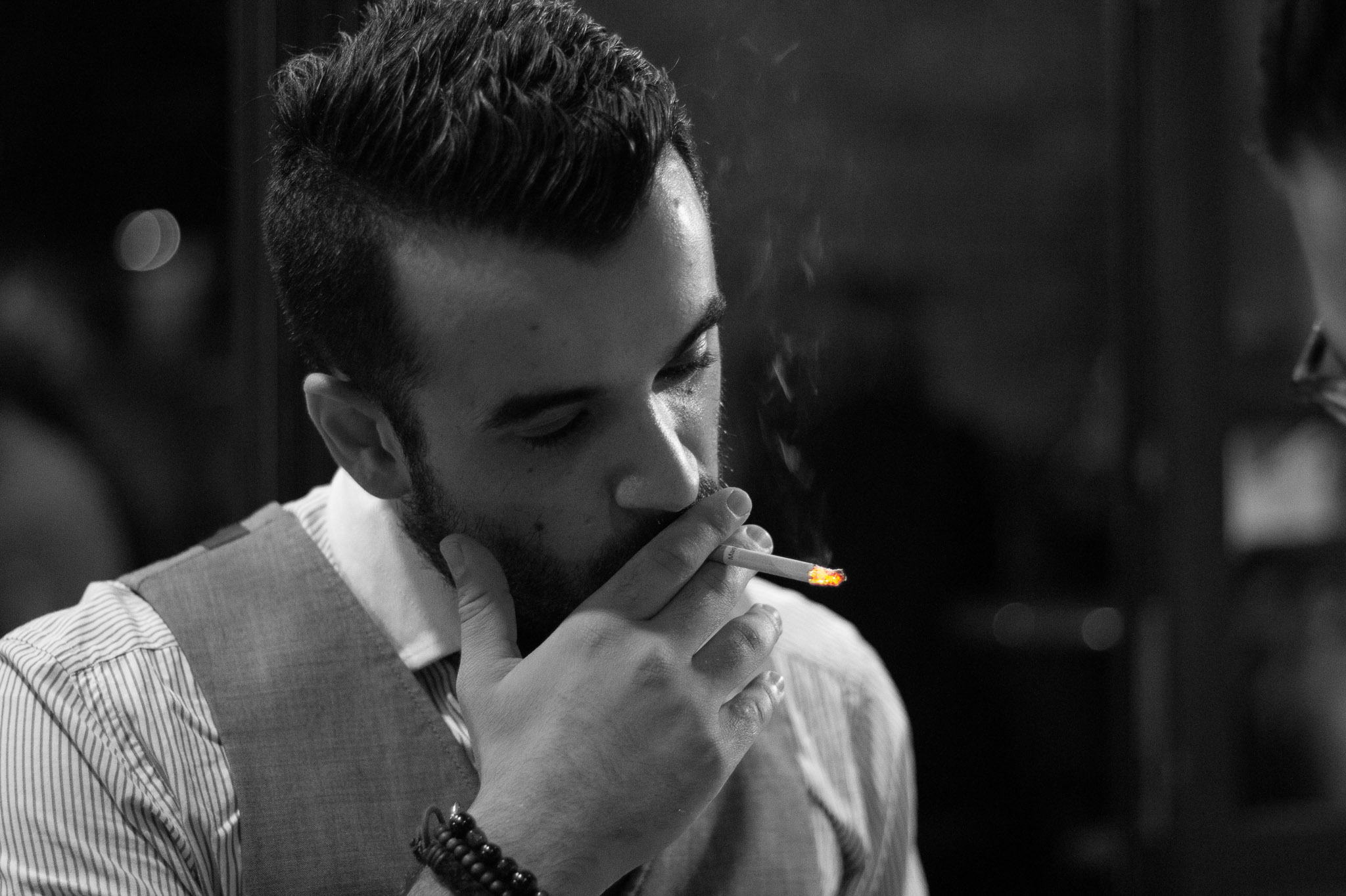 Bar owner taking a break